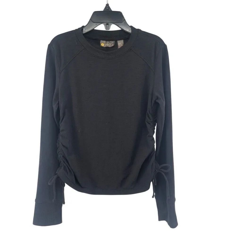 Zella Girl’s Black Drawstring Long Sleeve Pullover Top XS 5/6